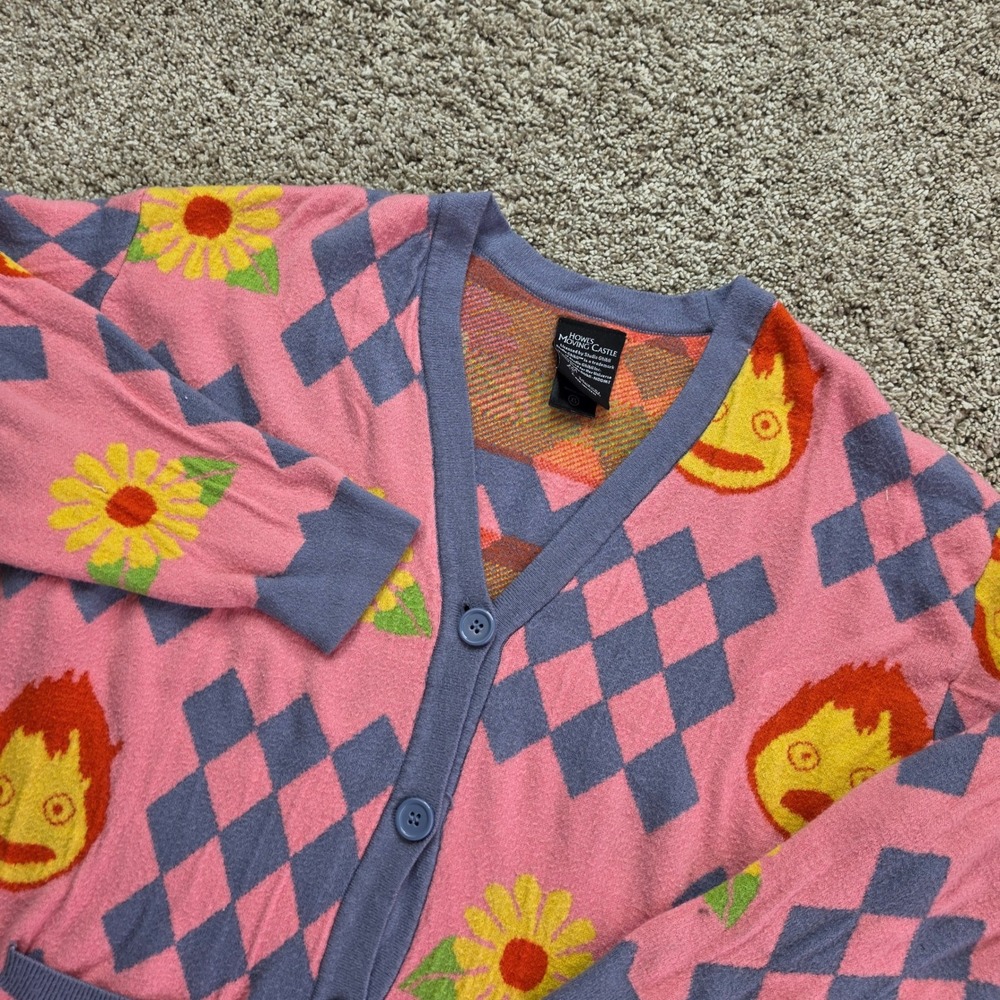 Her Universe Howls Moving Castle Cardigan Womens XS Pink Calcifer Studio Ghibli
